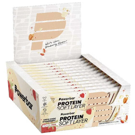 POWERBAR Protein Soft Layer White Choc Strawbwerry 40g Protein Bars Box 12 Units