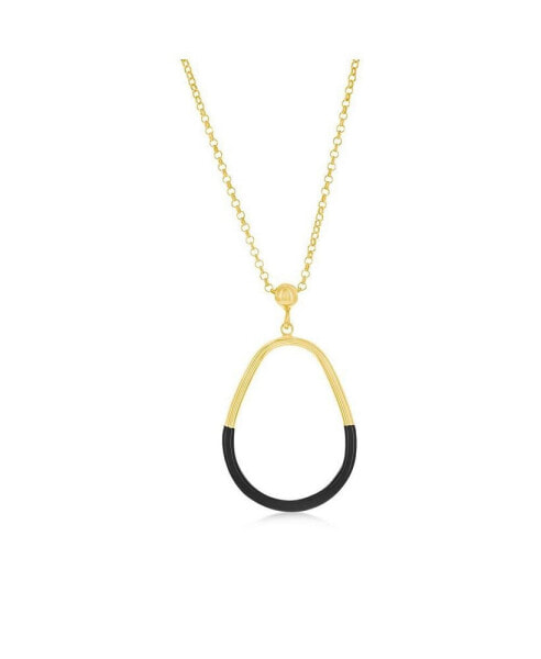 Gold Plated over sterling silver, Enamel Pear-Shaped Necklace