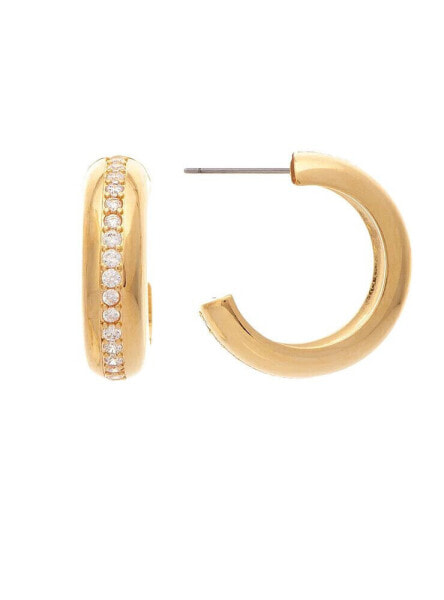 Polished Cubic Zirconia Center Hoop Earrings