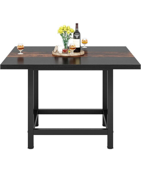 Square Dining Table for 4 People, Farmhouse 39.4"x 39.4" inches Wooden Kitchen Table Patio Table for Backyard &Small Space