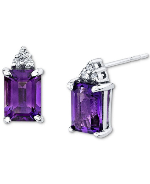 Серьги Macy's Amethyst & Diamond Stud