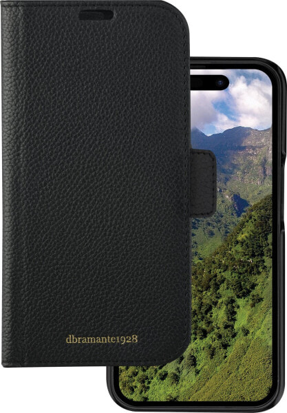 dbramante New York - 2-in-1 Leather Wallet for iPhone 15 Pro Max - Night Black