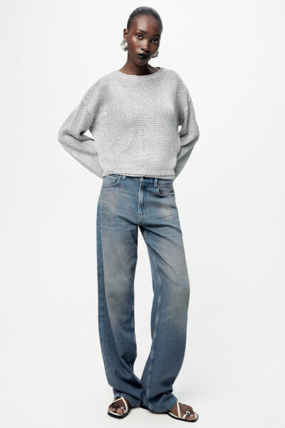 Plain metallic knit sweater