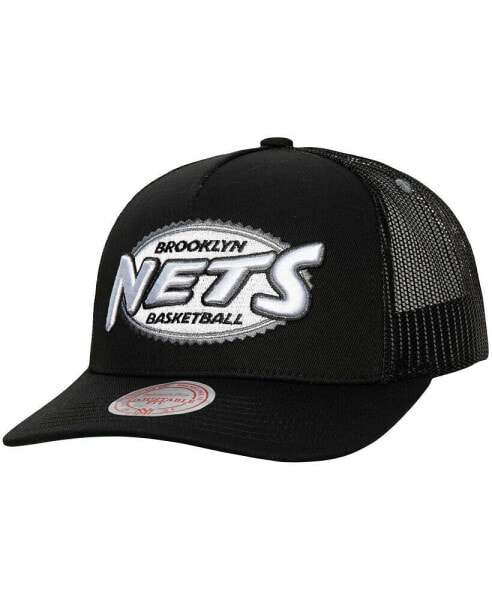 Men's Black Brooklyn Nets Team Seal Trucker Snapback Hat