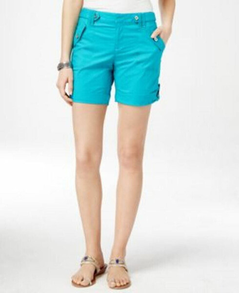 INC International Concepts Women's Roll Tab Shorts Teal 8