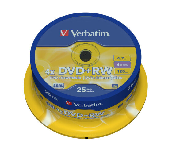 Verbatim DVD+RW Matt Silver - DVD+RW - 120 mm - Spindle - 25 pc(s) - 4.7 GB