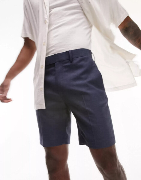 Topman slim smart short in navy