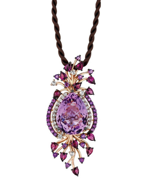 Crazy Collection® Multi-Stone Cord Pendant Necklace in 14k Strawberry Rose Gold (18 ct. t.w.)