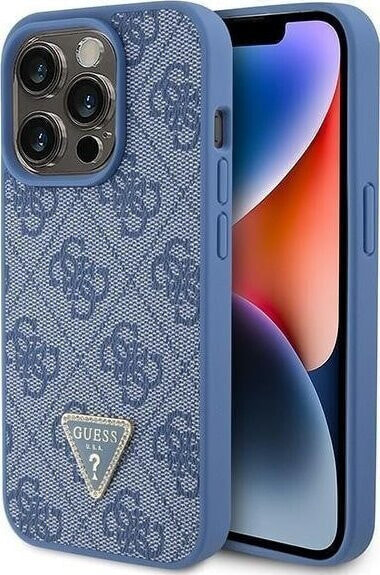 Guess Guess GUHCP15LP4TDPB iPhone 15 Pro 6.1" niebieski/blue hardcase Leather 4G Triangle Strass