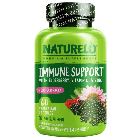 Immune Support with Elderberry, Vitamin C & Zinc plus Echinacea, 60 Vegetarian Capsules