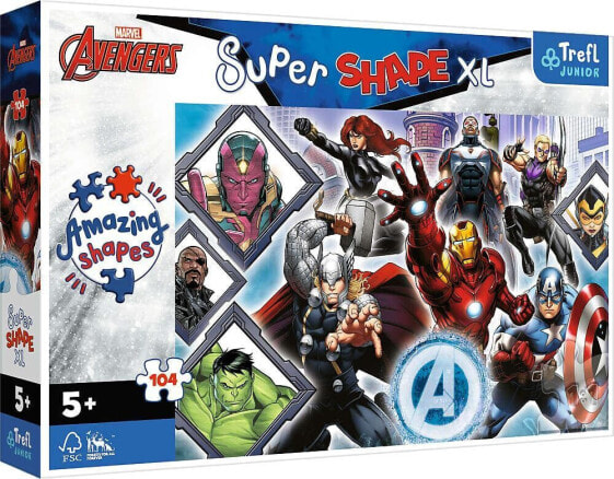 Trefl Puzzle 104 elementy Super Shapes XL Ulubieni Avengersi