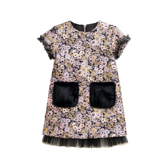 Платье для малышей IMOGA Collection модель TANNER FW23 с карманами из джаккарда и искусственного меха