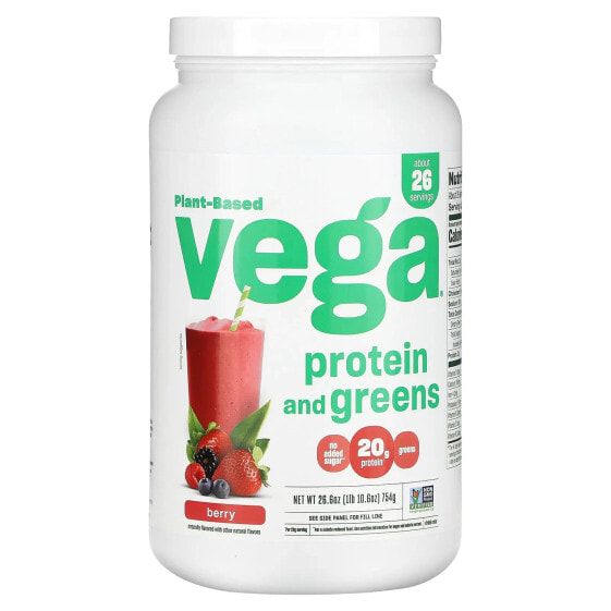 Plant Based Protein and Greens, Berry, 1 lb 10.6 oz (754 g)