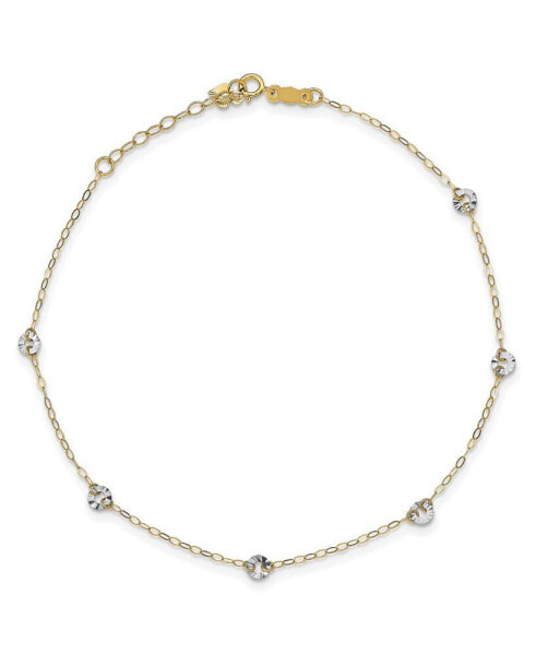 Circle Disc Anklet in 14k White and Yellow Gold