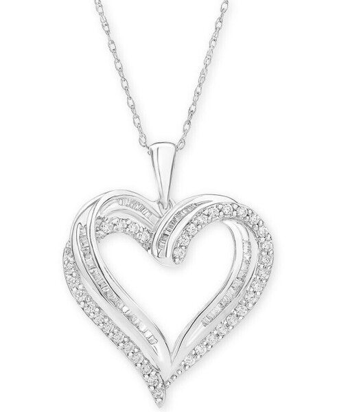 Macy's diamond Heart Pendant 18" Necklace (1/2 ct. t.w.) in 10k White, Yellow or Rose Gold.