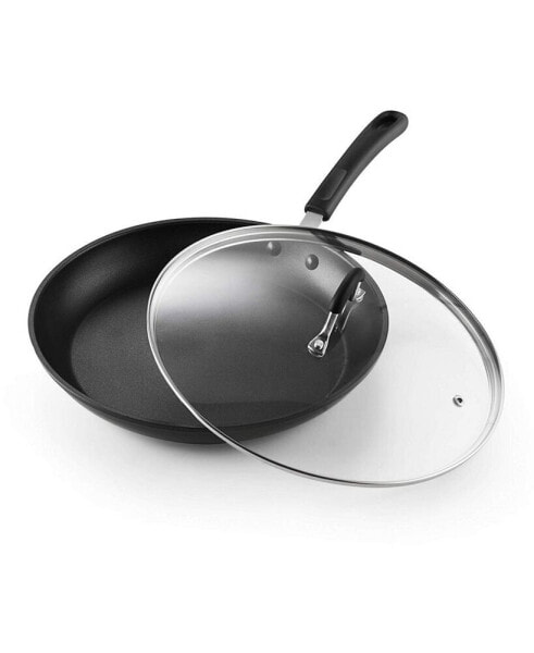 Nonstick Saute Fry Pan Professional Hard Anodized 12 inch Frying Pan with Lid