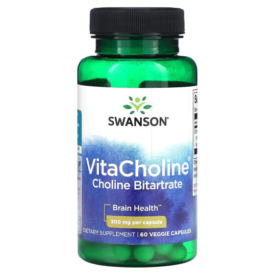 Витамин Swanson VitaCholine Choline Bitartrate, 300 мг, 60 капсул (Вегетарианские)