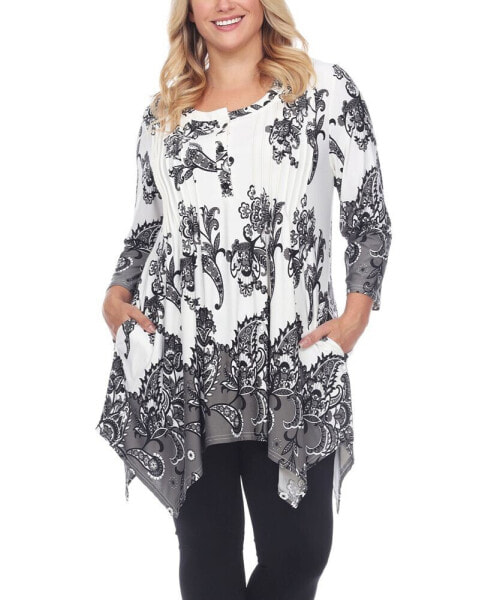 Women's Plus Size Floral Printed Tunic Top