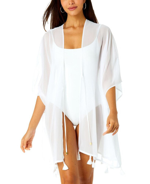 Women's Tie-Front Kimono High-Low Cover-Up