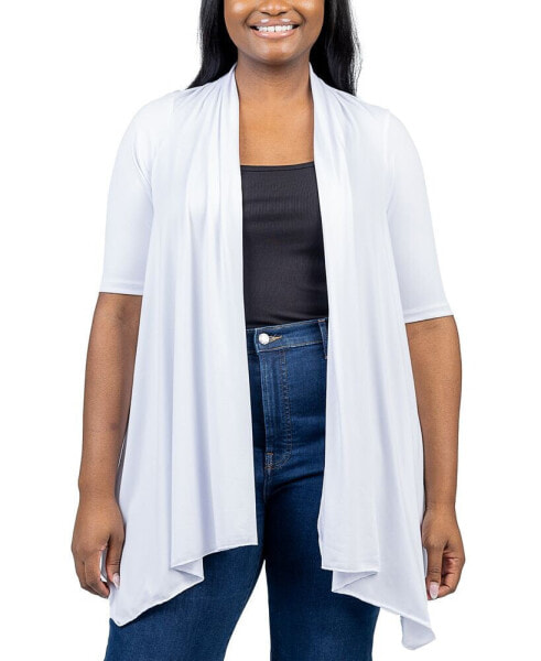 Plus Size Elbow Length Open Front Cardigan Sweater