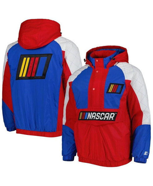 Men's Red, Blue NASCAR The Body Check Half-Snap Pullover Jacket