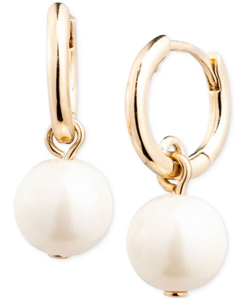 Imitation Pearl Charm Hoop Earrings