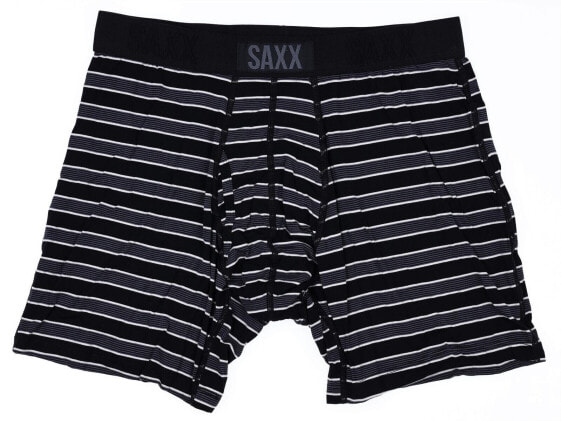 SAXX 285031 Men Ultra Super Soft Boxer Briefs Underwear Black Stripe Medium