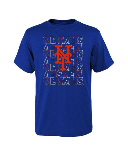 Big Boys and Girls Royal New York Mets Letterman T-shirt