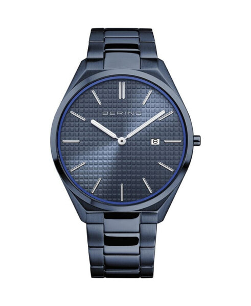 Men's Ultra Slim Blue Stainless Steel Bracelet Watch 40mm