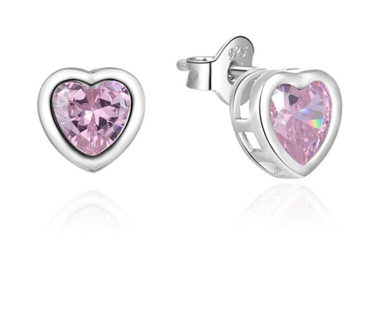 Gentle silver heart earrings with zircons AGUP2430L