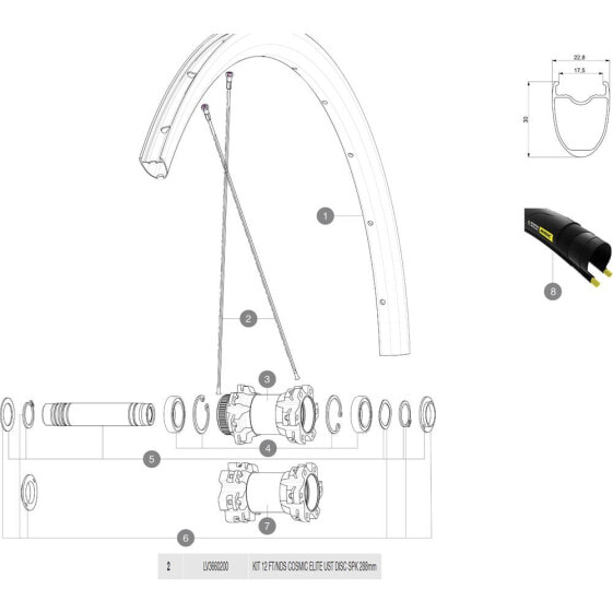 MAVIC Spokes Cosmic Elite UST Disc 2018 Front/Rear Left 12 Units