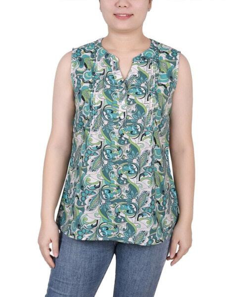 Women's Sleeveless Pintucked Blouse