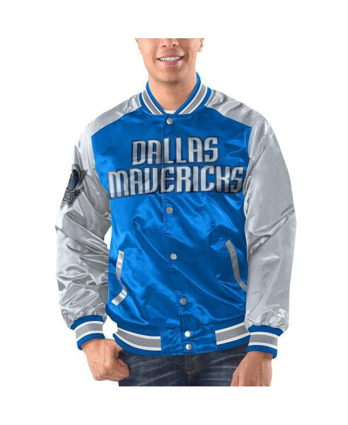 Men's Blue Dallas Mavericks Renegade Satin Full-Snap Varsity Jacket