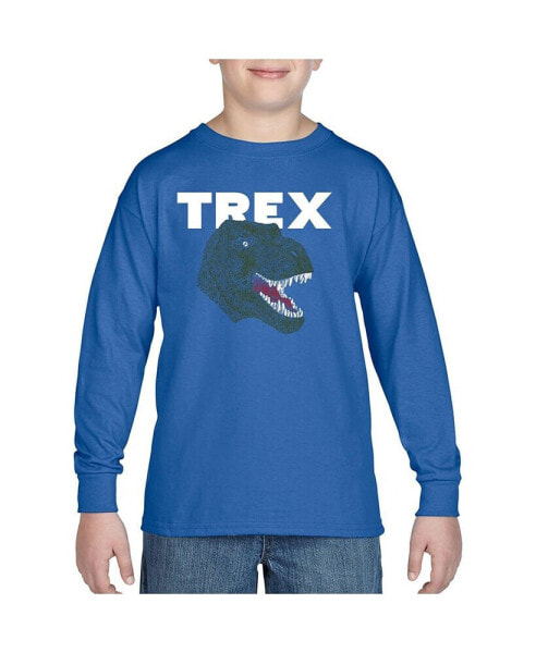 Big Boy's Word Art Long Sleeve T-shirt - T-Rex Head