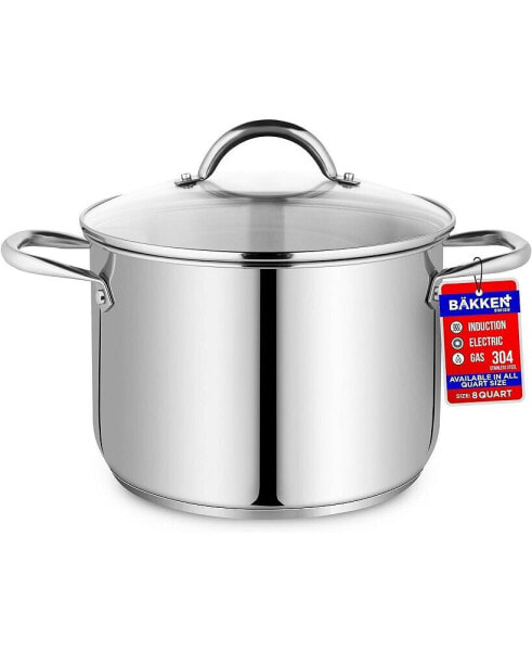 Bakken-Swiss Deluxe Stainless Steel Stockpot w/ Tempered Glass See-Through Lid - Simmering Delicious Soups Stews & Induction Cooking - Exceptional Heat Distribution - Heavy-Duty & Food-Grade