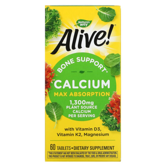Alive! Calcium Max Absorption, 1,300 mg, 60 Tablets (325 mg per Tablet)