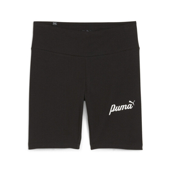 Puma Essential 7 Inch Script Short Leggings Womens Black Casual Athletic Bottoms