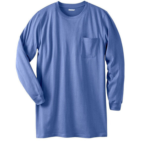 Big & Tall Shrink-Less Lightweight Longer-Length Long-Sleeve Crewneck Pocket Tee