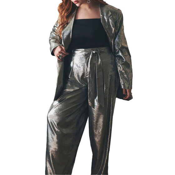 Plus Size Belted High Waisted Straight Leg Trouser
