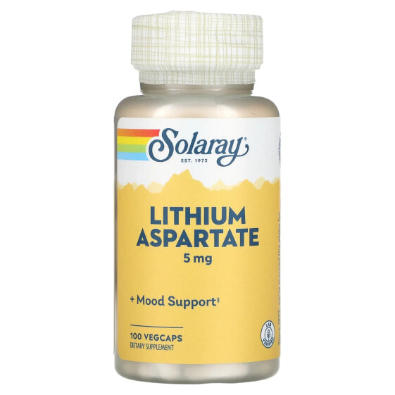 БАД SOLARAY Литий Аспартат, 5 мг, 100 растительных капсул