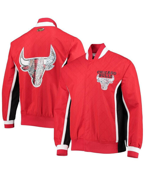 Men's Chicago Bulls Red Hardwood Classics 75th Anniversary Authentic Warmup Full-Snap Jacket