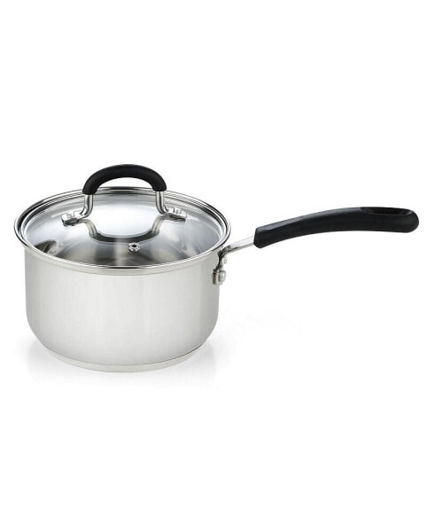 2 Quart Stainless Steel Saucepan with Lid, Stay Cool Handle, silver