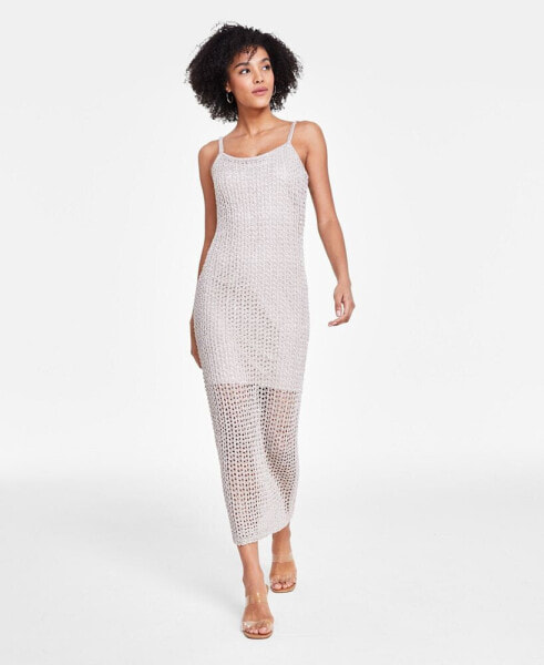 Women's Metallic Crochet Bodycon Dress, Created for Macy's