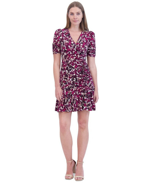 Petite Floral-Print Ruched Dress