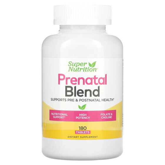 Мультитонусное детокс-спа для женского здоровья Super Nutrition Prenatal Blend, с фолиевой кислотой и холином, 180 таблеток