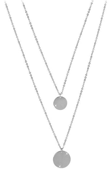 Double necklace with round steel pendants