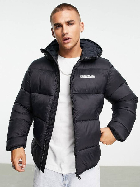 Napapijri Suomi hooded puffer jacket in black