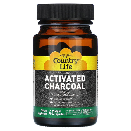 Coconut Activated Charcoal, 260 mg, 40 Vegan Capsules