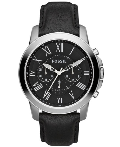 Часы Fossil Grant Black Leather Strap Watch