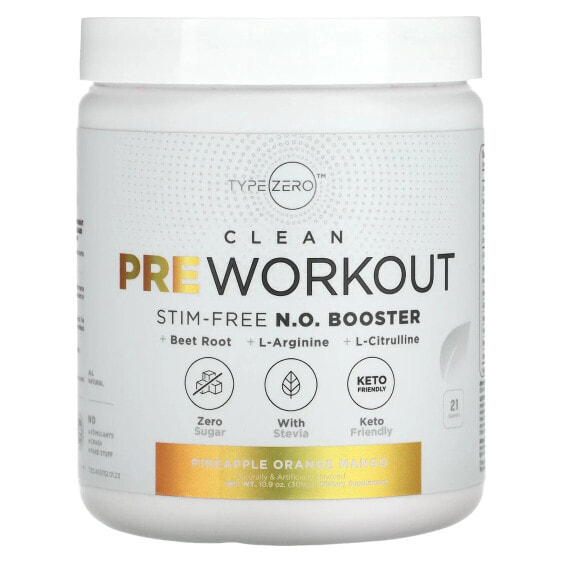 Clean Pre Workout, Stim-Free N.O. Booster, Pineapple Orange Mango, 10.9 oz (309 g)